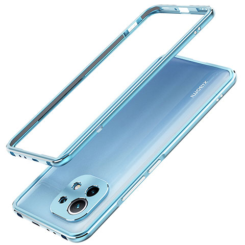 Handyhülle Hülle Luxus Aluminium Metall Rahmen Tasche T02 für Xiaomi Mi 11 Lite 4G Blau