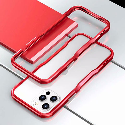 Handyhülle Hülle Luxus Aluminium Metall Rahmen Tasche T03 für Apple iPhone 12 Pro Rot