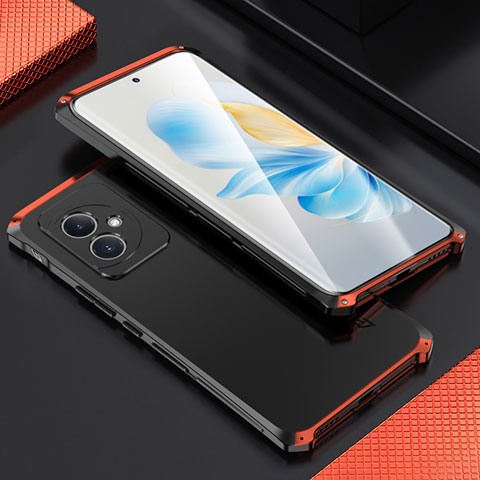 Handyhülle Hülle Luxus Aluminium Metall Tasche 360 Grad Ganzkörper für Huawei Honor 100 5G Rot und Schwarz