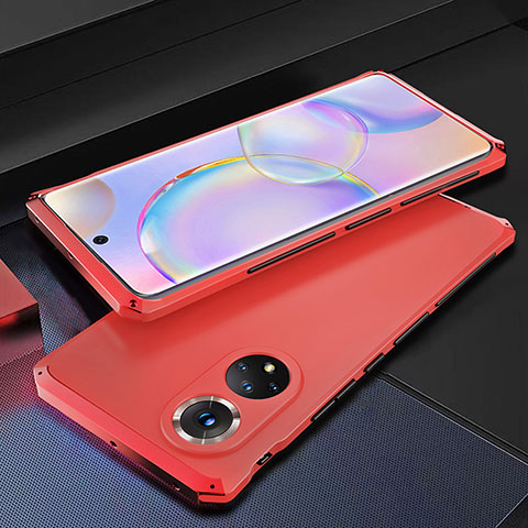 Handyhülle Hülle Luxus Aluminium Metall Tasche 360 Grad Ganzkörper für Huawei Honor 50 5G Rot