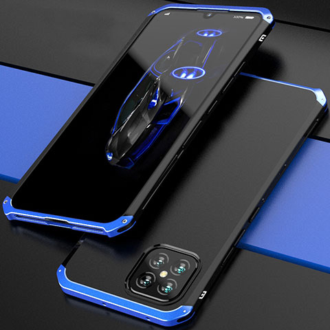 Handyhülle Hülle Luxus Aluminium Metall Tasche 360 Grad Ganzkörper für Huawei Nova 8 SE 5G Blau und Schwarz