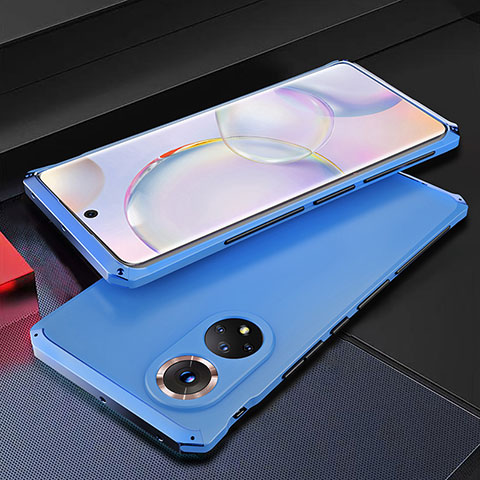 Handyhülle Hülle Luxus Aluminium Metall Tasche 360 Grad Ganzkörper für Huawei Nova 9 Blau