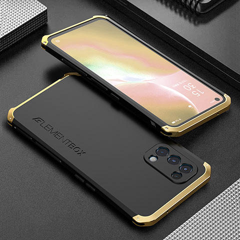 Handyhülle Hülle Luxus Aluminium Metall Tasche 360 Grad Ganzkörper für Oppo K9 5G Gold und Schwarz