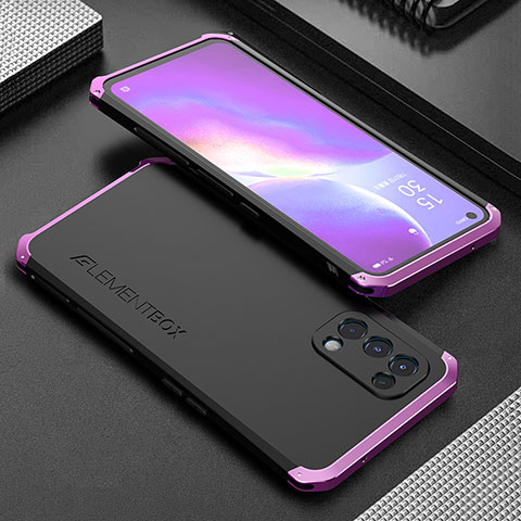 Handyhülle Hülle Luxus Aluminium Metall Tasche 360 Grad Ganzkörper für Oppo K9 5G Violett