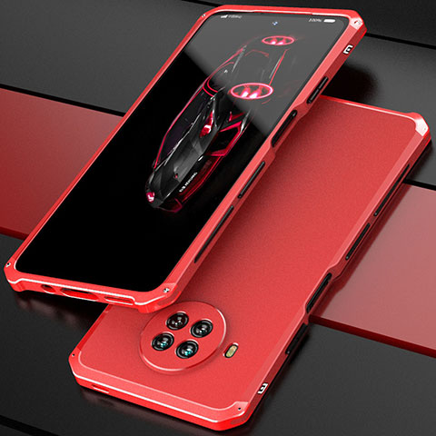 Handyhülle Hülle Luxus Aluminium Metall Tasche 360 Grad Ganzkörper für Xiaomi Mi 10i 5G Rot