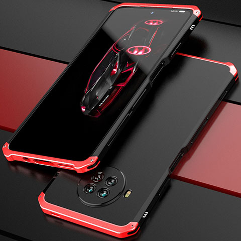 Handyhülle Hülle Luxus Aluminium Metall Tasche 360 Grad Ganzkörper für Xiaomi Mi 10i 5G Rot und Schwarz