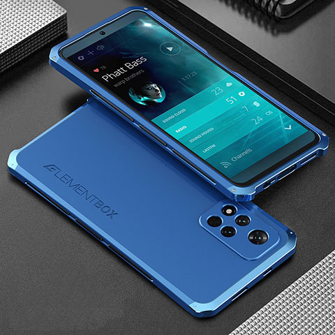 Handyhülle Hülle Luxus Aluminium Metall Tasche 360 Grad Ganzkörper für Xiaomi Mi 11i 5G (2022) Blau
