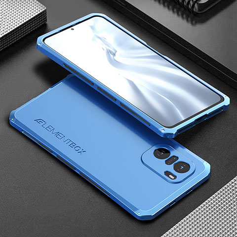 Handyhülle Hülle Luxus Aluminium Metall Tasche 360 Grad Ganzkörper für Xiaomi Mi 11X 5G Blau