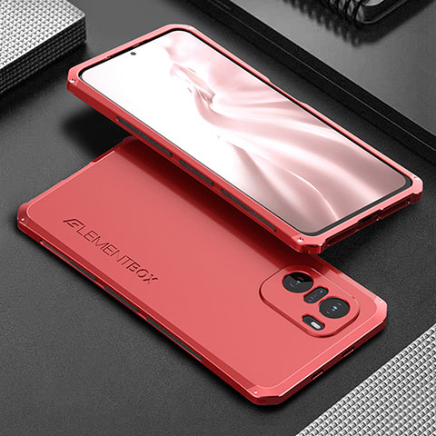 Handyhülle Hülle Luxus Aluminium Metall Tasche 360 Grad Ganzkörper für Xiaomi Redmi K40 Pro+ Plus 5G Rot