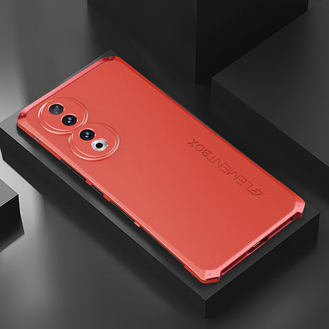 Handyhülle Hülle Luxus Aluminium Metall Tasche 360 Grad Ganzkörper P01 für Huawei Honor 90 Pro 5G Rot