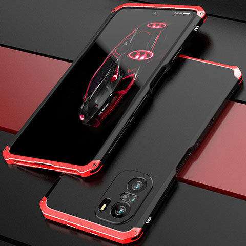 Handyhülle Hülle Luxus Aluminium Metall Tasche 360 Grad Ganzkörper P01 für Xiaomi Mi 11i 5G Rot und Schwarz