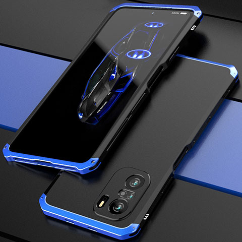 Handyhülle Hülle Luxus Aluminium Metall Tasche 360 Grad Ganzkörper P01 für Xiaomi Mi 11X Pro 5G Blau und Schwarz