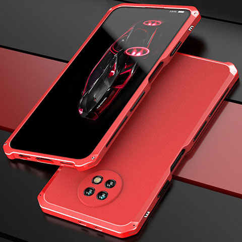 Handyhülle Hülle Luxus Aluminium Metall Tasche 360 Grad Ganzkörper P01 für Xiaomi Redmi Note 9T 5G Rot