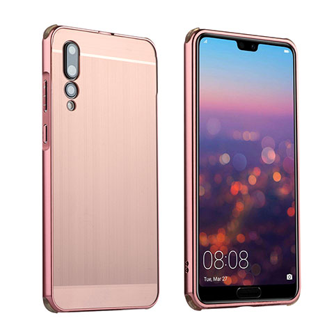 Handyhülle Hülle Luxus Aluminium Metall Tasche A01 für Huawei P20 Pro Rosegold