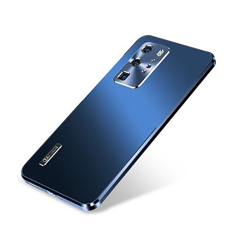 Handyhülle Hülle Luxus Aluminium Metall Tasche A01 für Huawei P40 Pro Blau