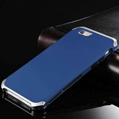 Handyhülle Hülle Luxus Aluminium Metall Tasche für Apple iPhone 6 Blau