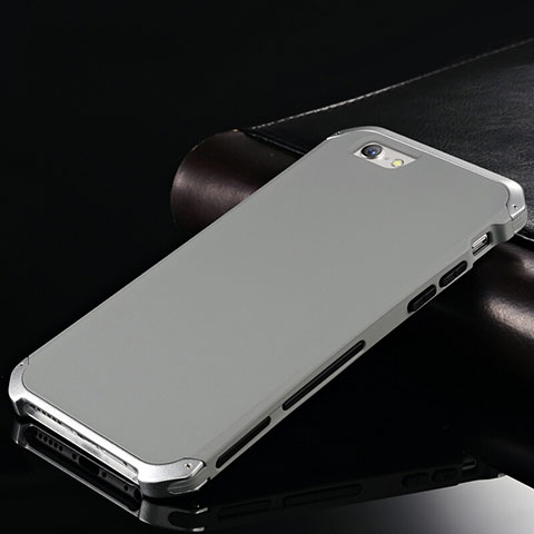 Handyhülle Hülle Luxus Aluminium Metall Tasche für Apple iPhone 6 Plus Grau