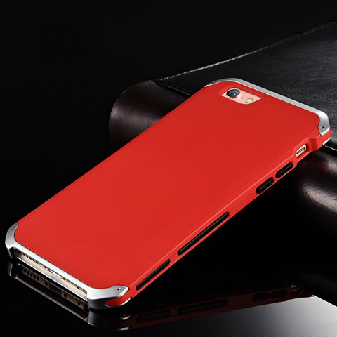 Handyhülle Hülle Luxus Aluminium Metall Tasche für Apple iPhone 6 Rot