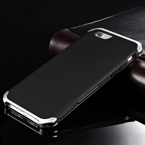 Handyhülle Hülle Luxus Aluminium Metall Tasche für Apple iPhone 6S Silber und Schwarz