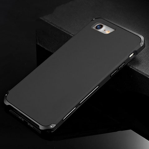 Handyhülle Hülle Luxus Aluminium Metall Tasche für Apple iPhone 8 Schwarz