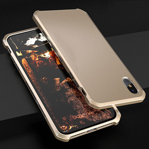 Handyhülle Hülle Luxus Aluminium Metall Tasche für Apple iPhone X Gold