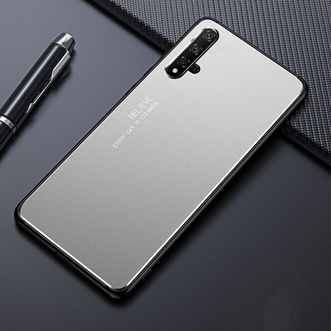 Handyhülle Hülle Luxus Aluminium Metall Tasche für Huawei Nova 5 Pro Silber