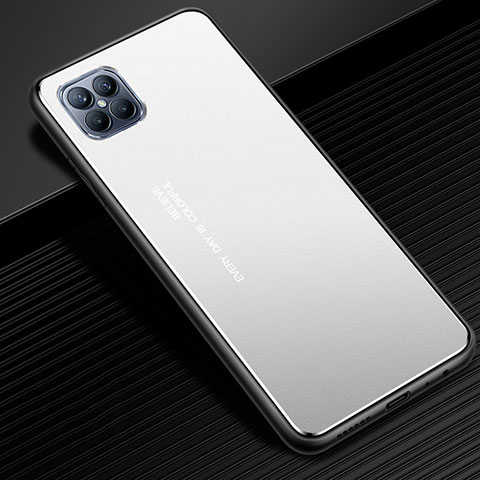 Handyhülle Hülle Luxus Aluminium Metall Tasche für Huawei Nova 8 SE 5G Silber