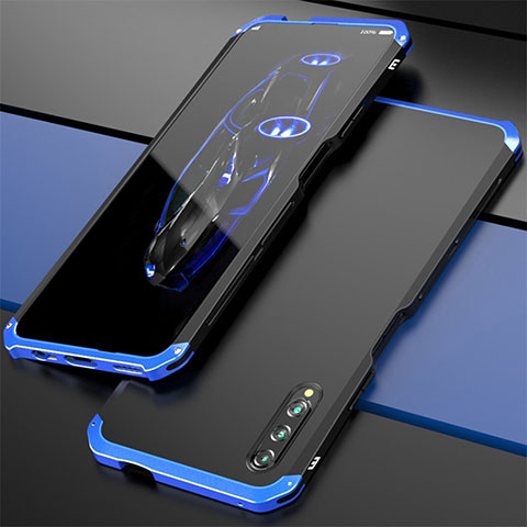 Handyhülle Hülle Luxus Aluminium Metall Tasche für Huawei P Smart Pro (2019) Blau und Schwarz