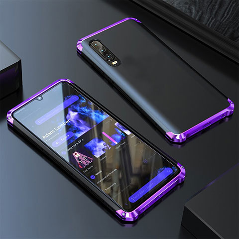 Handyhülle Hülle Luxus Aluminium Metall Tasche für Huawei P20 Pro Violett