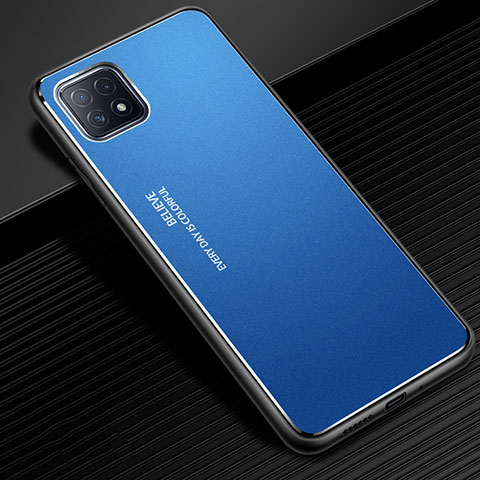 Handyhülle Hülle Luxus Aluminium Metall Tasche für Oppo A72 5G Blau