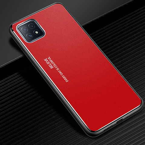 Handyhülle Hülle Luxus Aluminium Metall Tasche für Oppo A72 5G Rot