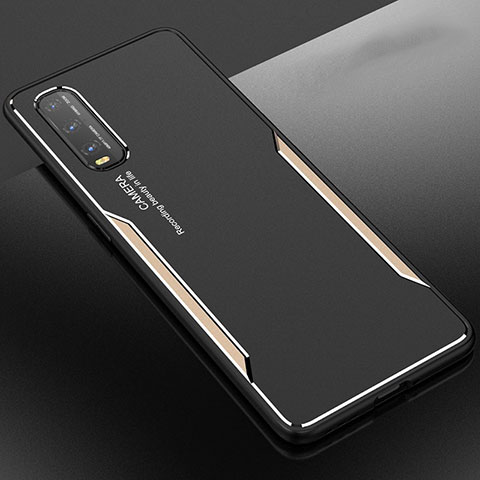 Handyhülle Hülle Luxus Aluminium Metall Tasche für Oppo Find X2 Gold