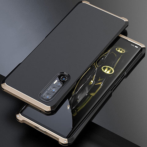 Handyhülle Hülle Luxus Aluminium Metall Tasche für Oppo Reno3 Pro Gold