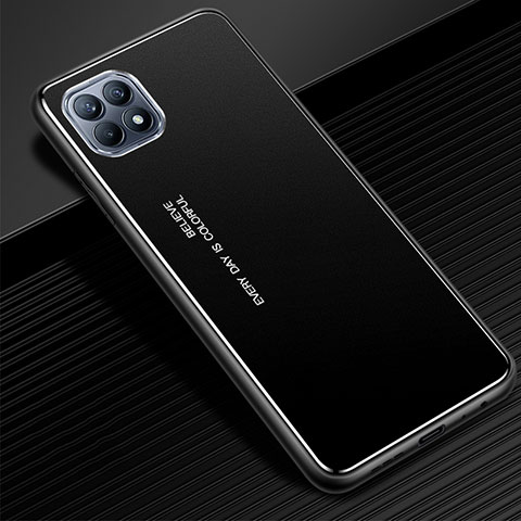 Handyhülle Hülle Luxus Aluminium Metall Tasche für Oppo Reno4 SE 5G Schwarz