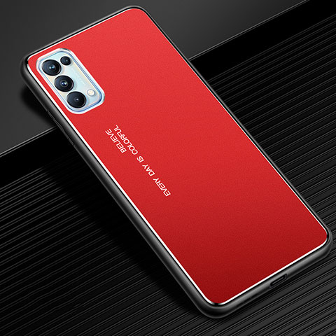 Handyhülle Hülle Luxus Aluminium Metall Tasche für Oppo Reno5 Pro 5G Rot