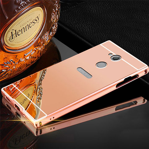 Handyhülle Hülle Luxus Aluminium Metall Tasche für Sony Xperia L2 Rosegold