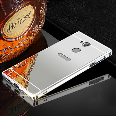 Handyhülle Hülle Luxus Aluminium Metall Tasche für Sony Xperia XA2 Silber