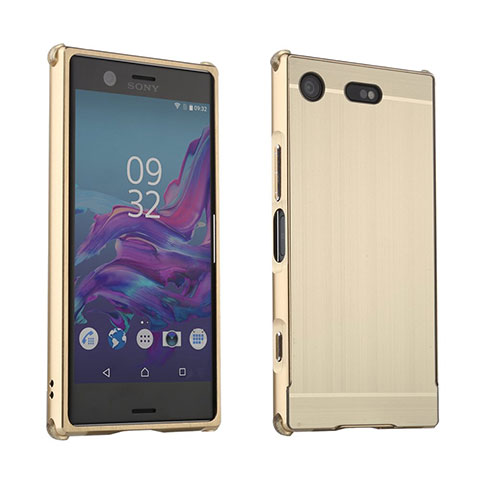 Handyhülle Hülle Luxus Aluminium Metall Tasche für Sony Xperia XZ1 Compact Gold