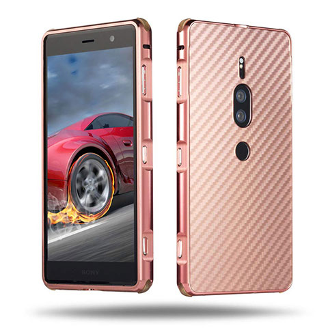 Handyhülle Hülle Luxus Aluminium Metall Tasche für Sony Xperia XZ2 Premium Rosegold