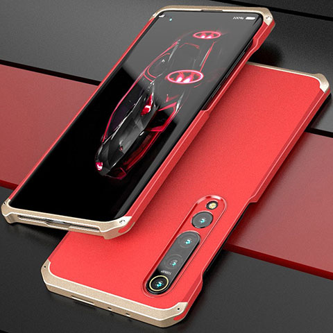 Handyhülle Hülle Luxus Aluminium Metall Tasche für Xiaomi Mi 10 Gold und Rot
