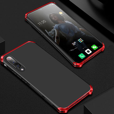 Handyhülle Hülle Luxus Aluminium Metall Tasche für Xiaomi Mi 9 Lite Rot und Schwarz