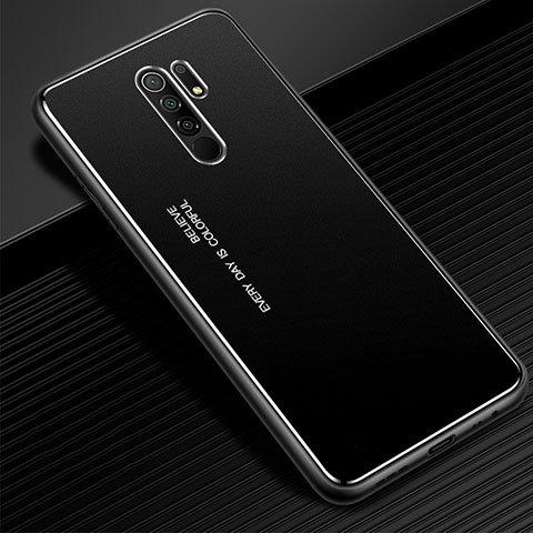 Handyhülle Hülle Luxus Aluminium Metall Tasche für Xiaomi Redmi 9 Schwarz