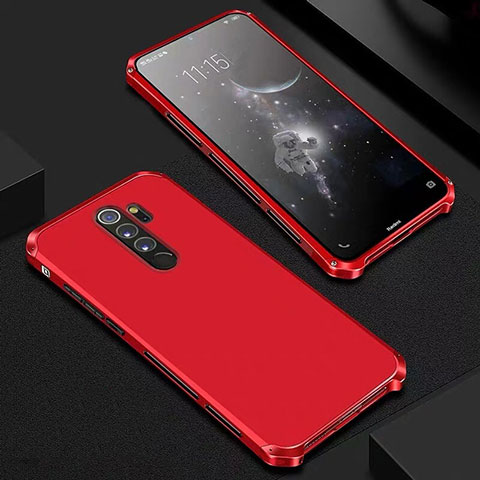 Handyhülle Hülle Luxus Aluminium Metall Tasche für Xiaomi Redmi Note 8 Pro Rot