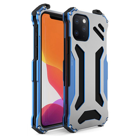 Handyhülle Hülle Luxus Aluminium Metall Tasche M01 für Apple iPhone 11 Pro Blau