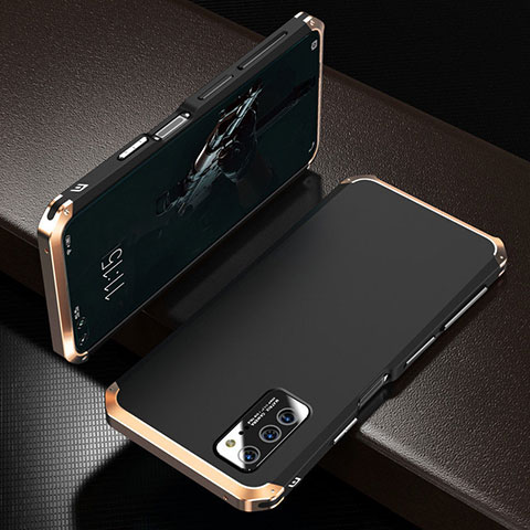 Handyhülle Hülle Luxus Aluminium Metall Tasche M01 für Huawei Honor V30 5G Gold und Schwarz