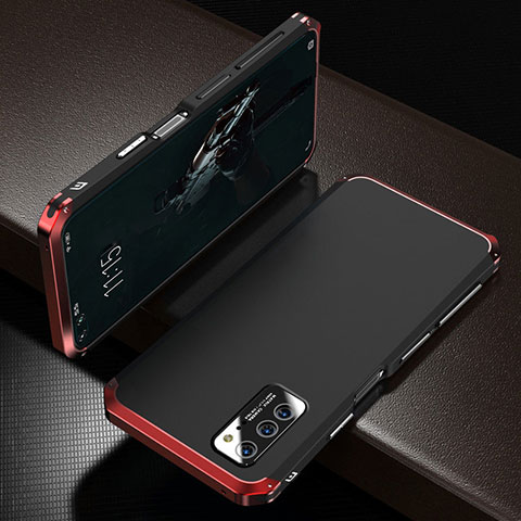 Handyhülle Hülle Luxus Aluminium Metall Tasche M01 für Huawei Honor V30 Pro 5G Rot und Schwarz