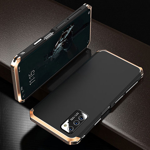 Handyhülle Hülle Luxus Aluminium Metall Tasche M01 für Huawei Honor View 30 5G Gold und Schwarz