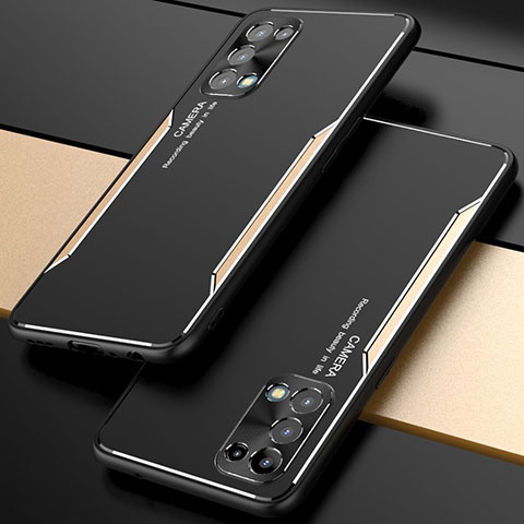 Handyhülle Hülle Luxus Aluminium Metall Tasche M01 für Oppo Find X3 Lite 5G Gold