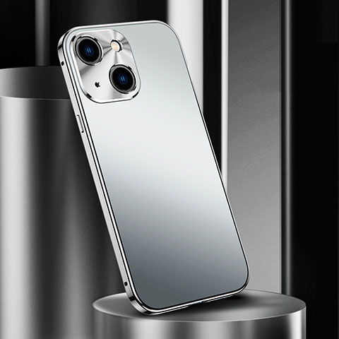 Handyhülle Hülle Luxus Aluminium Metall Tasche M02 für Apple iPhone 13 Silber