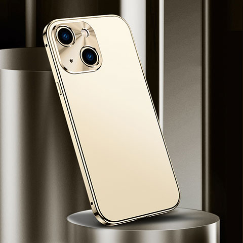 Handyhülle Hülle Luxus Aluminium Metall Tasche M02 für Apple iPhone 15 Gold